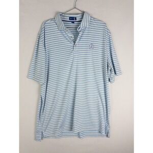 Stitch Polo Shirt Mens L White Blue Striped Performance Golf Activewear